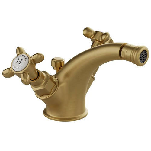 Example image of Vado Axbridge Mono Basin & Bidet Tap Pack With Crosshead Handles (Brushed Brass).