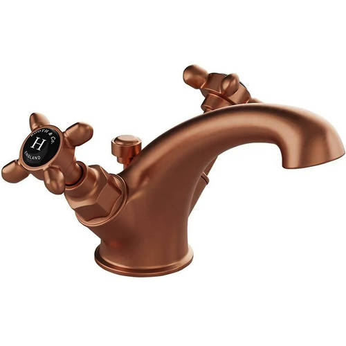 Larger image of Vado Axbridge Mono Basin Mixer Tap With Pop Up Waste & Crosshead Handles (Brushed Bronze).