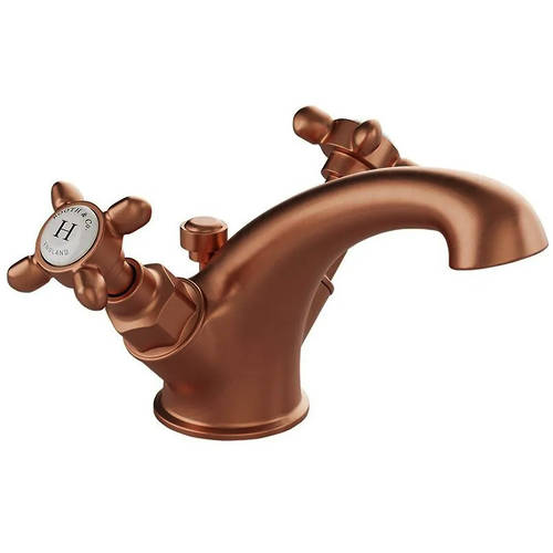 Larger image of Vado Axbridge Mono Basin Mixer Tap With Pop Up Waste & Crosshead Handles (Brushed Bronze).