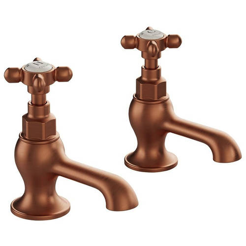 Larger image of Vado Axbridge Basin Taps With Crosshead Handles (Brushed Bronze, Pair).