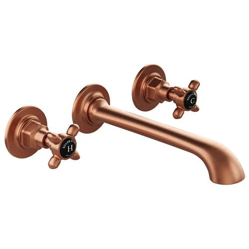 Larger image of Vado Axbridge Wall-Mounted Basin Mixer Tap With Crosshead Handles (Brushed Bronze, 3TH).
