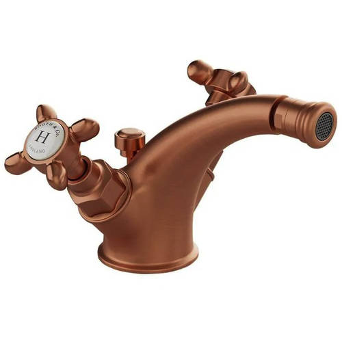 Larger image of Vado Axbridge Mono Bidet Mixer Tap With Pop Up Waste & Crosshead Handles (Brushed Bronze).
