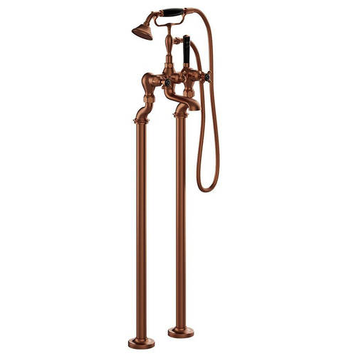 Larger image of Vado Axbridge Freestanding Bath Shower Mixer Tap With Crosshead Handles (Brushed Bronze).