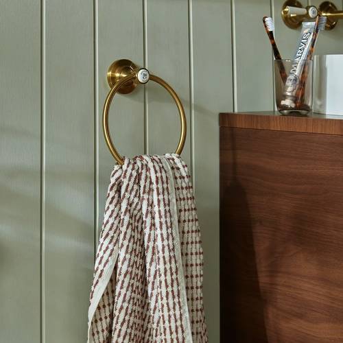 Example image of Vado Axbridge Traditional Towel Ring (Brushed Brass & White).