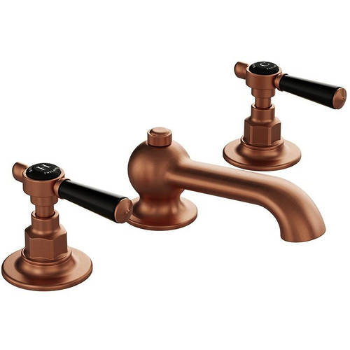 Larger image of Vado Axbridge 3TH Basin Mixer Tap With Pop Up Waste & Lever Handles (Brushed Bronze).