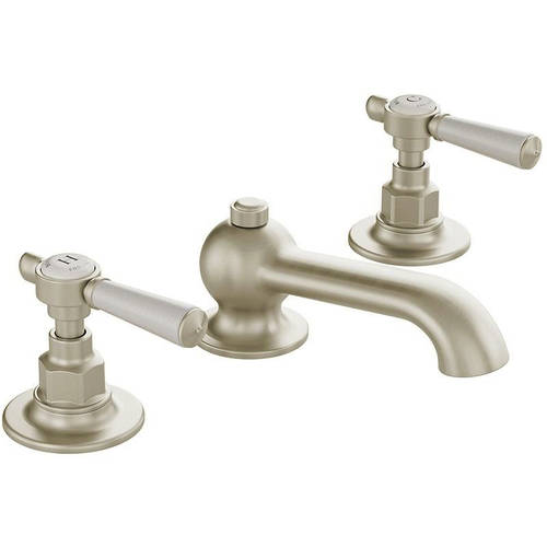 Larger image of Vado Axbridge 3TH Basin Mixer Tap With Pop Up Waste & Lever Handles (Brushed Nickel).