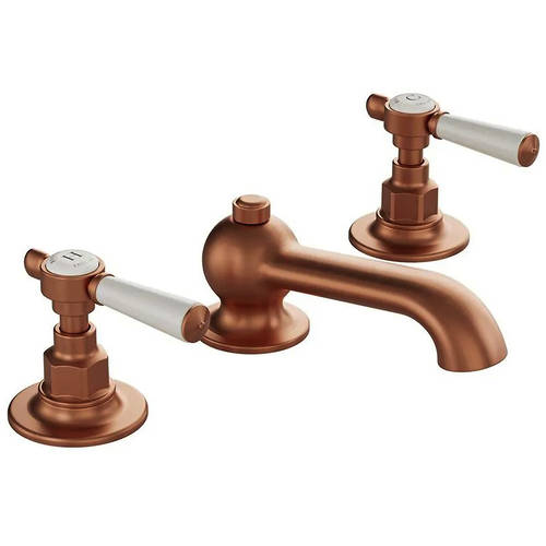 Larger image of Vado Axbridge 3TH Basin Mixer Tap With Pop Up Waste & Lever Handles (Brushed Bronze).