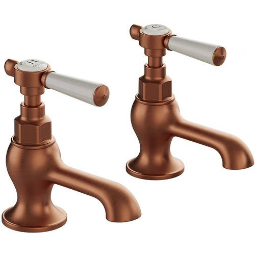 Larger image of Vado Axbridge Basin Taps With Lever Handles (Brushed Bronze, Pair).
