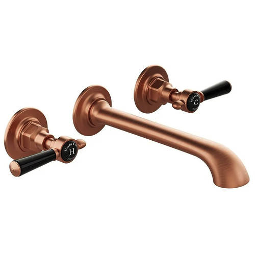 Larger image of Vado Axbridge Wall-Mounted Basin Mixer Tap With Lever Handles (Brushed Bronze, 3TH).