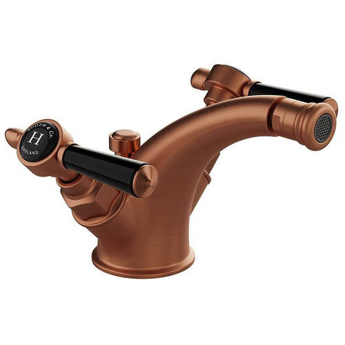 Larger image of Vado Axbridge Mono Bidet Mixer Tap With Pop Up Waste & Lever Handles (Brushed Bronze).