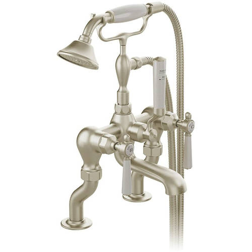 Larger image of Vado Axbridge Bath Shower Mixer Tap With Lever Handles (Brushed Nickel).