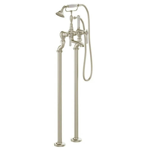 Larger image of Vado Axbridge Freestanding Bath Shower Mixer Tap With Lever Handles (Brushed Nickel).