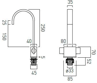 Technical image of Vado Geo 2 Handle Basin Mixer Tap (Chrome).