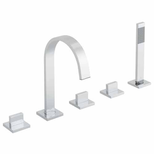 Larger image of Vado Geo 5 Hole Bath Shower Mixer Tap (Chrome).