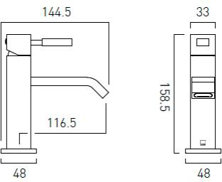 Technical image of Vado Geo Slimline Basin Mixer Tap (Chrome).