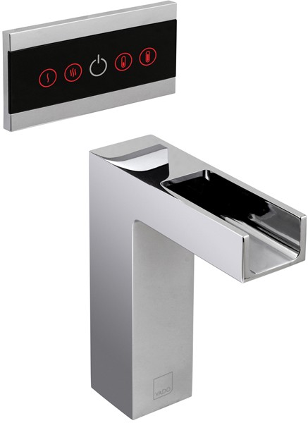 Larger image of Vado Identity LED Waterfall Basin Tap With Wall Mounted Control Panel.