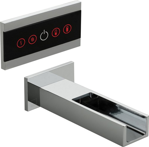 Larger image of Vado Identity LED Wall Mounted Waterfall Basin Tap With Control Panel.
