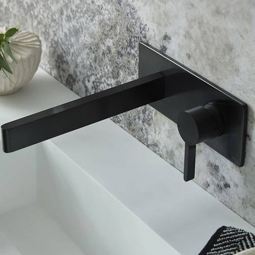 Larger image of Vado Edit Wall Mounted Basin Mixer Tap (Brushed Black).