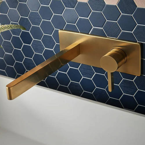 Example image of Vado Edit Wall Mounted Basin Mixer Tap (Brushed Gold).