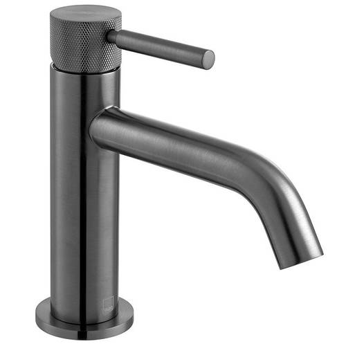 Larger image of Vado Origins Slimline Mono Basin Mixer Tap With Knurled Accents (Brushed Gunmetal).