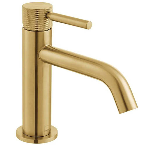 Larger image of Vado Origins Slimline Mono Basin Mixer Tap With Knurled Accents (Brushed Gold).
