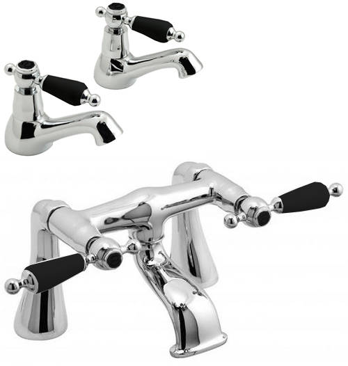 Larger image of Vado Kensington Basin & Bath Filler Tap Pack (Chrome & Black).