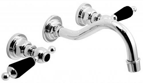 Example image of Vado Kensington Wall Mounted Basin & Bath Filler Tap Pack (Chrome & Black).