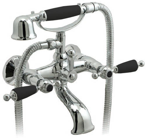 Example image of Vado Kensington Basin Mixer & Wall Mounted BSM Tap Pack (Chrome & Black).