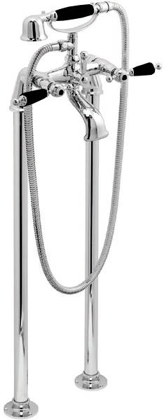 Example image of Vado Kensington Basin Taps & Floorstanding BSM Pack (Chrome & Black).