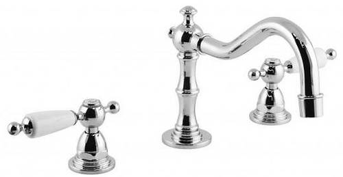 Example image of Vado Kensington 3 Hole Basin Mixer & Bath Filler Tap Pack (Chrome & White).