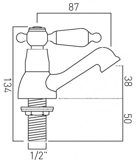 Technical image of Vado Kensington Pillar Basin & Bath Shower Mixer Tap Pack (Chrome & White).