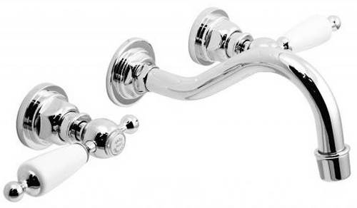 Example image of Vado Kensington Wall Mounted Basin & BSM Tap Pack (Chrome & White).