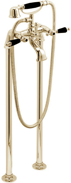 Example image of Vado Kensington Basin Mixer & Floorstanding BSM Tap Pack (Gold & Black).