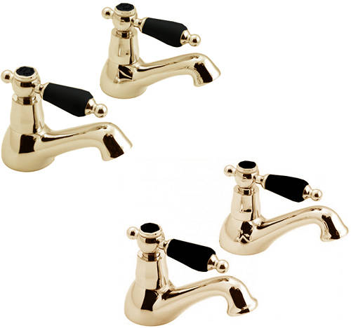 Larger image of Vado Kensington Basin & Bath Taps Pack (Gold & Black).