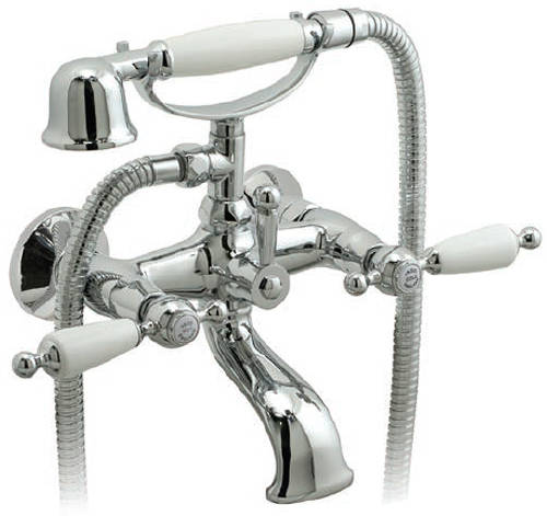 Larger image of Vado Kensington Wall Mounted Bath Shower Mixer Tap (Chrome & White).