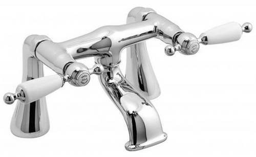 Larger image of Vado Kensington Pillar Mounted Bath Filler Tap (Chrome & White).