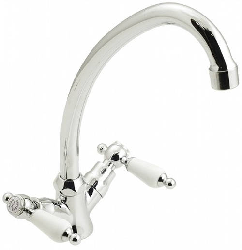 Larger image of Vado Kensington Kitchen Mixer Tap With Swivel Spout (Chrome & White).