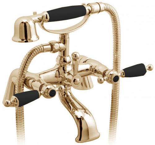Larger image of Vado Kensington Pillar Mounted Bath Shower Mixer Tap (Gold & Black).