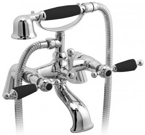 Larger image of Vado Kensington Pillar Mounted Bath Shower Mixer Tap (Chrome & Black).