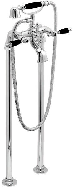 Larger image of Vado Kensington Floor Mounted Bath Shower Mixer Tap (Chrome & Black).