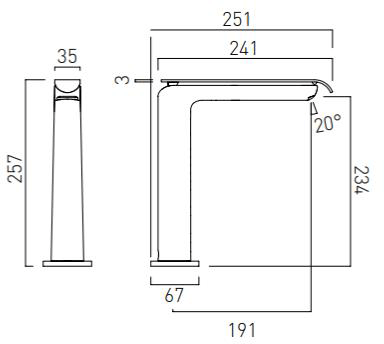 Technical image of Vado Kovera Mono Kitchen Sink Mixer Tap With Swivel Spout (Chrome).