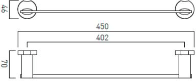 Technical image of Vado Kovera Towel Rail 450mm (Chrome).
