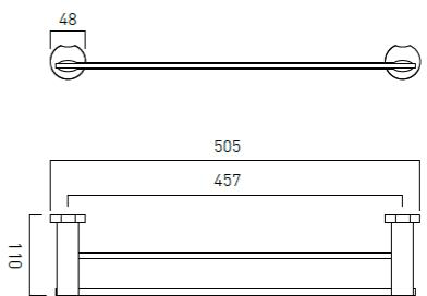 Technical image of Vado Kovera Double Towel Rail 500mm (Chrome).