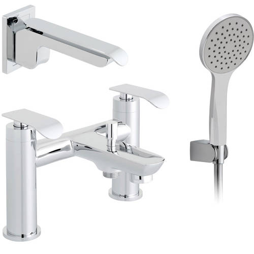 Larger image of Vado Kovera Bath Shower Mixer & Wall Mounted Basin Tap Pack (Chrome).