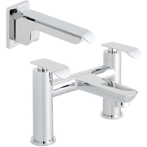 Larger image of Vado Kovera Bath Filler Tap & Wall Mounted Basin Mixer Tap Pack (Chrome).