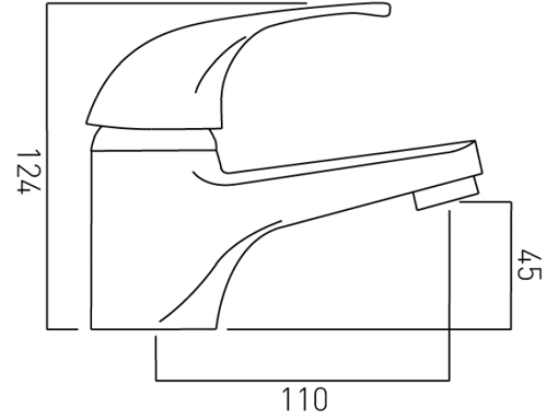 Technical image of Vado Matrix Mono Basin Mixer Tap (Chrome).