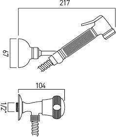 Technical image of Vado Shattaf Luxury Hand Held Bidet Spray Kit With Stop Cock (Chrome).