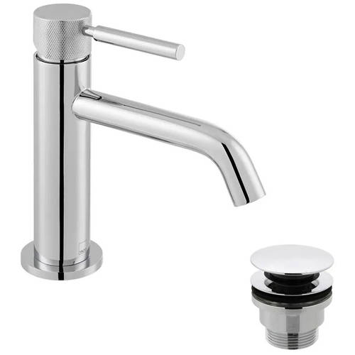 Larger image of Vado Origins Slimline Mono Basin Mixer Tap With Knurled Accents & Waste (Chrome).