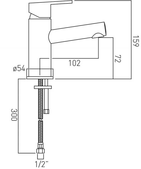 Technical image of Vado Sense Mono Basin Mixer Tap (Chrome).