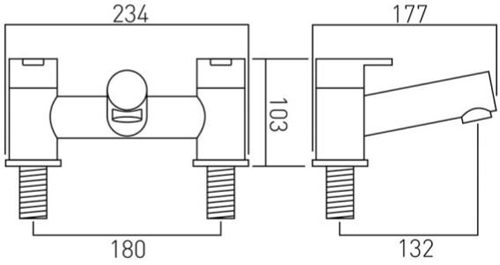 Technical image of Vado Sense Extended Basin & Bath Filler Taps Pack (Chrome).